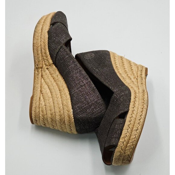 Tory Burch Women's Metallic Pewter Gray Filipa Espadrille Wedge Sz 8B  2941 - Picture 12 of 16